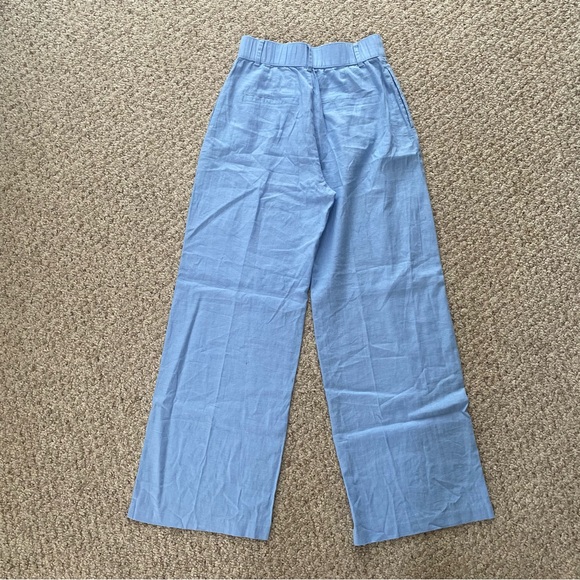 Abercrombie & Fitch Light Blue Linen Blend Pleated Front Wide Leg Pants Size S - Picture 6 of 9